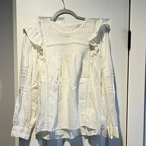 Madewell Cream Lace Accent Blouse